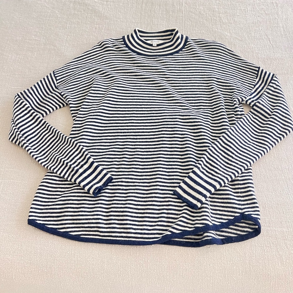 Madewell Stripped Mock Neck Knit Sweater